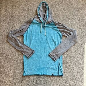 Burnside Long-Sleeve Hoodie Tee, S, EUC. Blue/Gray
